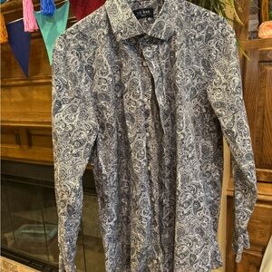 The Tie Bar Blue and White Paisley Shirt